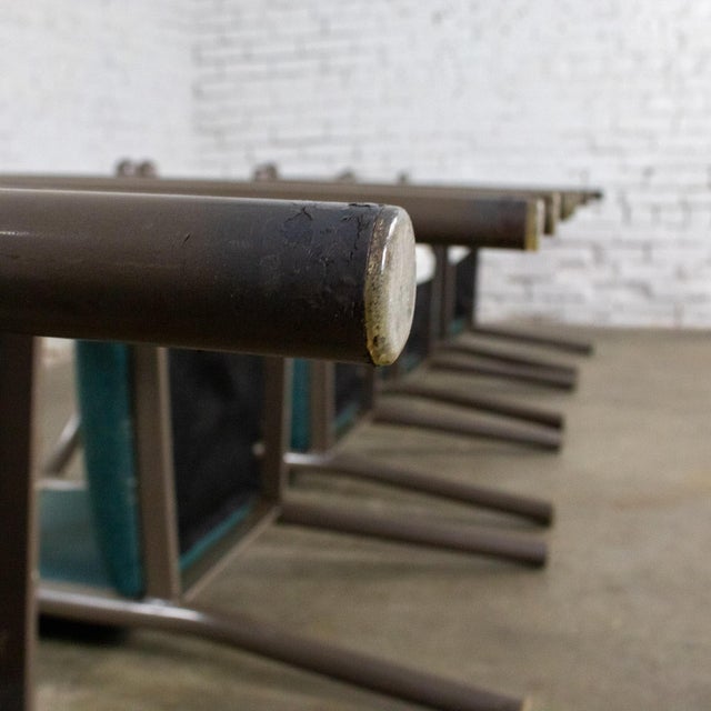 Late 20th Century Modern Set of 15 MTS Dining or Waiting Room Chairs Gray Frames & Blue Vinyl For Sale - Image 14 of 18