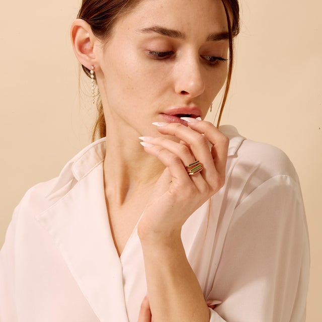 Created in 18 karat yellow gold Sapphires 0.13 carat approx. Rings size US 6.5, can be customized on special order Crafted...