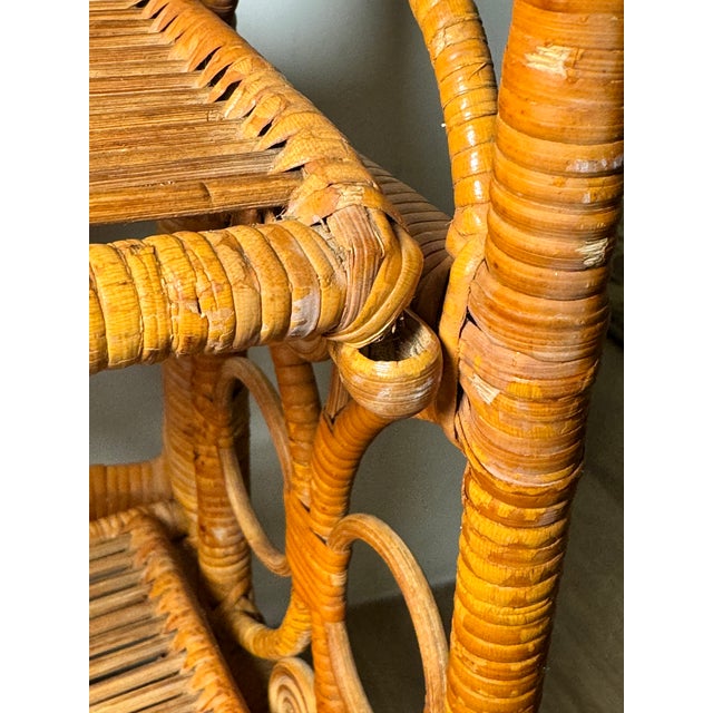 Vintage Boho Rattan Wicker 3 Tier Folding Wall Shelf For Sale - Image 11 of 11