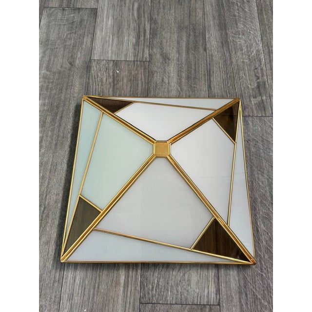 Mid-Century Modern Vintage Pyramid Ceiling Lamp in Glass and Metal, 1970s For Sale - Image 3 of 12