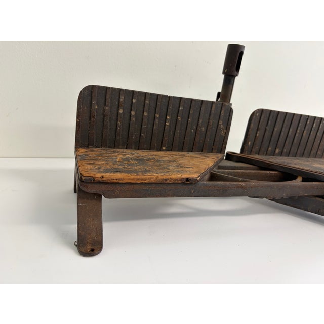 Antique Wooden & Cast Iron Miter Box – Adjustable Carpenter’s Tool For Sale - Image 4 of 17