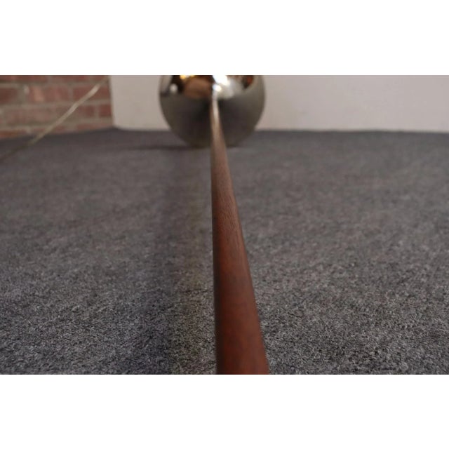 Pair of Chrome Laurel Floor Lamps With Frosted Mushroom Shades and Walnut Stems For Sale - Image 17 of 18