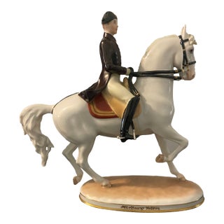 1920s Porcelain Rider on a Lipizzaner Horse Figurine For Sale