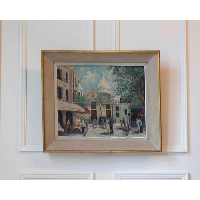 Gray Mid 20th Century H. Gouter, Montmartre au Printemps, Place du Tertre and Sacré-Cœur, Paris For Sale - Image 8 of 8