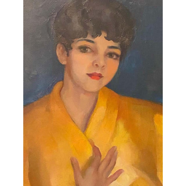 Modern Acrylic Modern Portrait of Lady in Yellow Kimono For Sale - Image 3 of 8