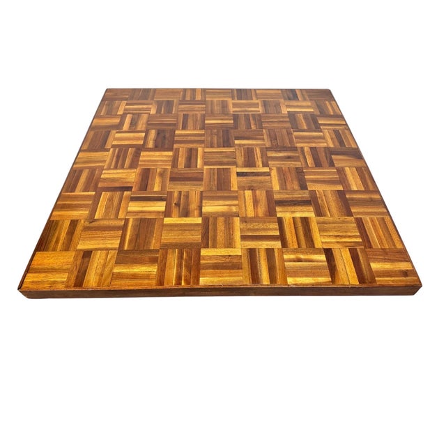 Mid-Century Modern Butcher Block Parquet Walnut Coffee Table For Sale - Image 4 of 8
