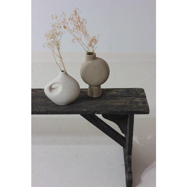 Antique Folk Art Side Bench in Ebonised Wood, 1890s For Sale - Image 11 of 12