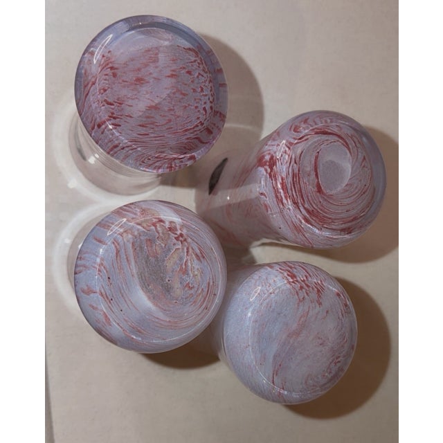 1990s Murano Nuova Cristalleria Arzanese Pink Drinking Glasses -Set of 4 For Sale - Image 5 of 5