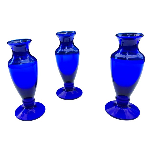 Cobalt Glass Vase, 1970s, Set of 3 For Sale