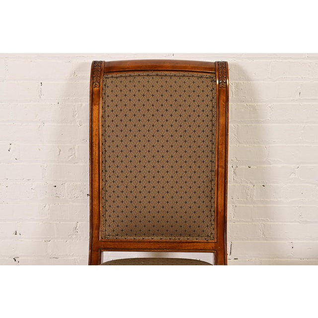 Ethan Allen French Regency Louis XVI Carved Cherry Wood Upholstered Dining Chairs, Set of Six For Sale In South Bend - Image 6 of 10