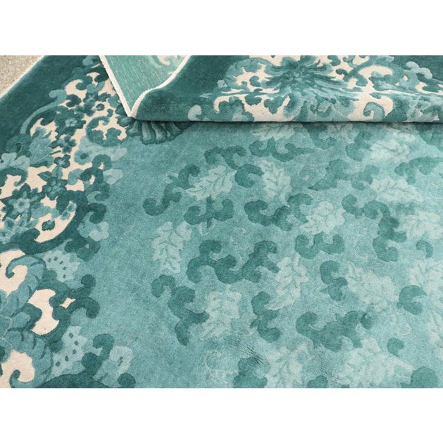 Galerie Shabab Collection Mid-20th Century Handmade Chinese Art Deco Room Size Carpet in Green For Sale - Image 10 of 10