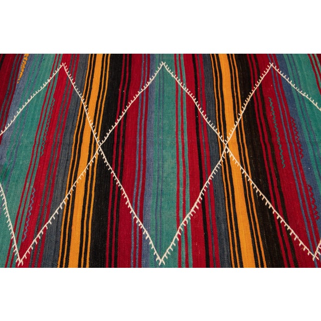 Yellow Vintage Persian Kilim Handmade Multicolor Tribal Wool Runner For Sale - Image 8 of 9