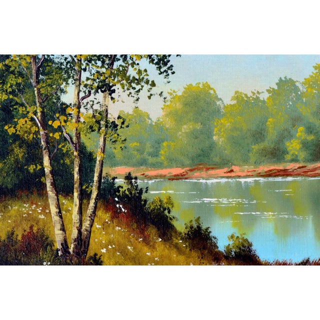 Mid Century Serene Lakeside Landscape For Sale - Image 4 of 6