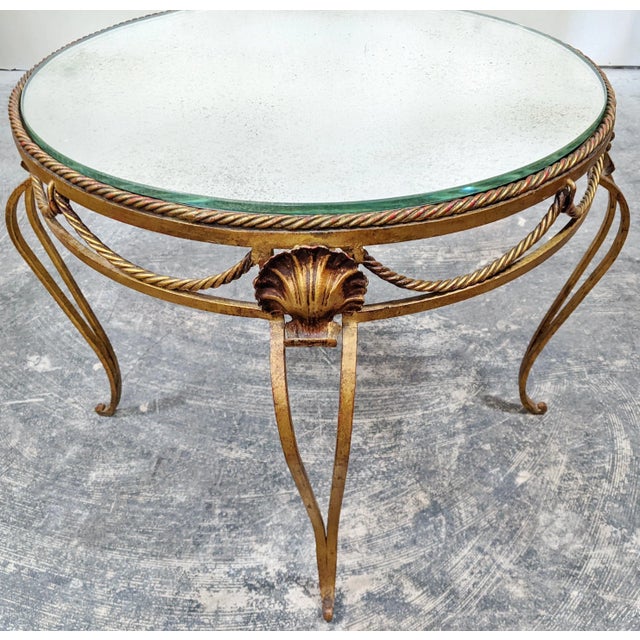 Gold Vintage Italian Mid-Century Modern Gilt Metal & Mirror Top Round Coffee Table For Sale - Image 8 of 11