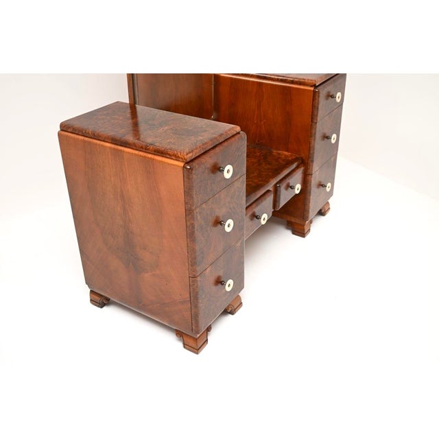 1930s French Art Deco Burr Walnut Dressing Table, 1930 For Sale - Image 5 of 11