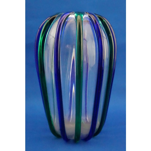 20th Century Murano Blown Glass Vase with Ribs attributed to Archimede Seguso, Italy, 1890s For Sale - Image 3 of 18
