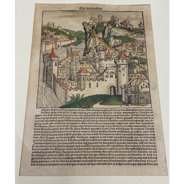 Framed 18th Century Hand Colored German Book Page W/ Illustration and Text Antique Book Page German Text Dimensions 10"...