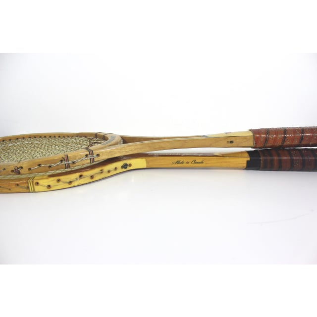 1950s Curated Pair of Vintage Tennis Rackets for Designer Decorating Wood Racquet Set of Two For Sale - Image 5 of 11