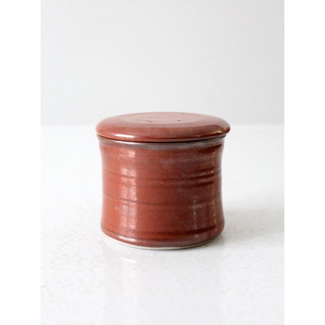 Late 20th Century Vintage Studio Pottery Butter Keeper Jar For Sale - Image 5 of 12