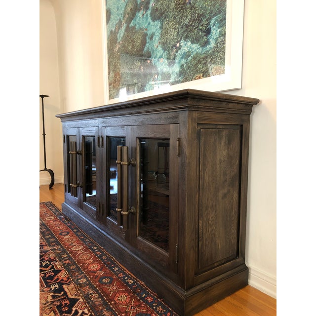 Restoration Hardware English Brass Bar Pull Glass 4Door Sideboard