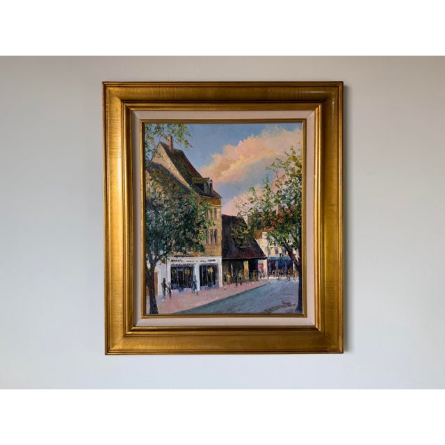 Michel Pernes (French, B. 1943) “Visite Libre” Impressionist Village Street Scene Oil on Canvas Painting , Framed For Sale - Image 4 of 12