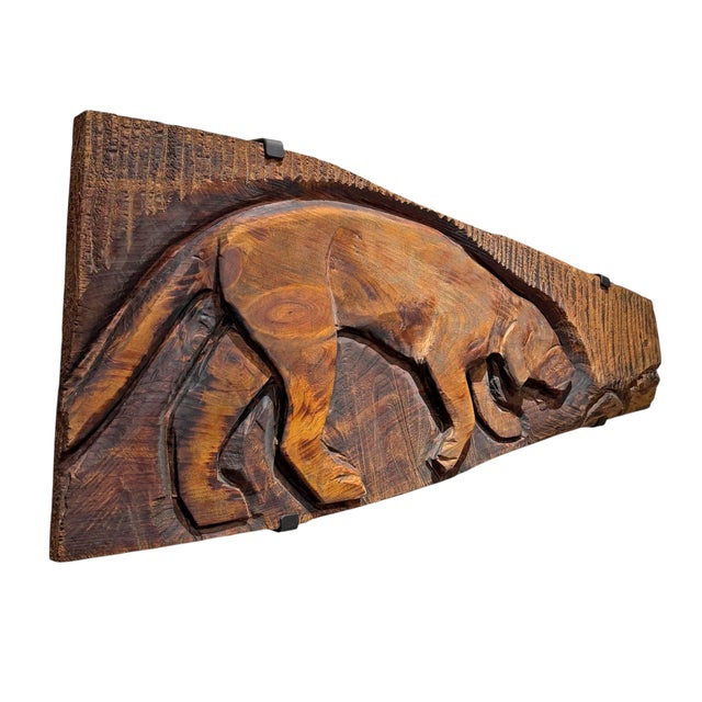 Farmhouse American Folk Art Carved Wood Labrador Panel on Custom Wall Mount For Sale - Image 3 of 11