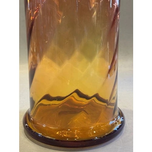 Victorian 9.5" Antique Victorian Amberina Swirl Art Glass Vase For Sale - Image 3 of 12