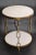 Mid-Century Modern Bronze & White Granite Round Two Tier Side Table Chain-Link Legs. Space in between measures: 17.5 inches.