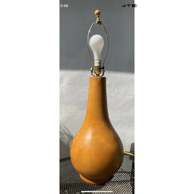 Mid-Century Modern Mid 20th Century Mid-Century Modern Scandinavian Solid Pine Table Lamp For Sale - Image 3 of 4