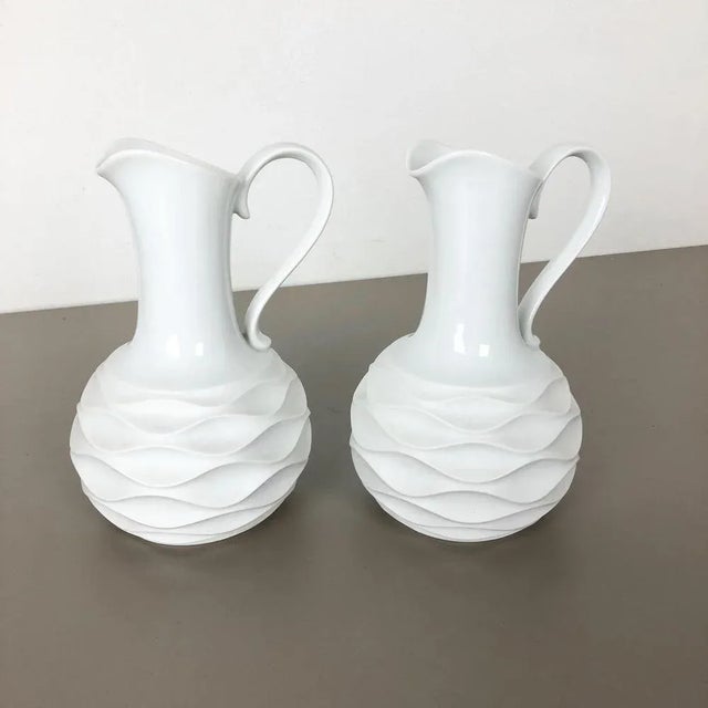 Article: Op Art porcelain vases set of 2 Producer: Edelstein Bavaria, Germany Age: 1970s This original vintage OP Art Vase...