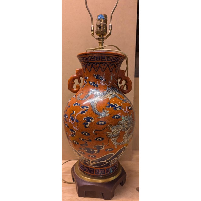 Ceramic Late 20th Century Chinese Ceramic Dragon Lamp For Sale - Image 7 of 11