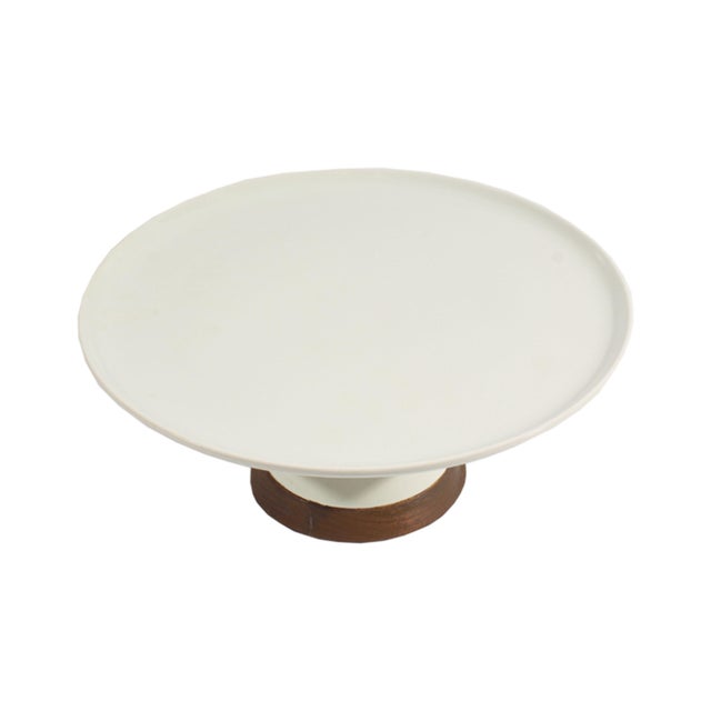 A Mid Century Modern Hyalyn Capri cake stand designed by the American industrial designer Michael Lax (1929-1999) for...
