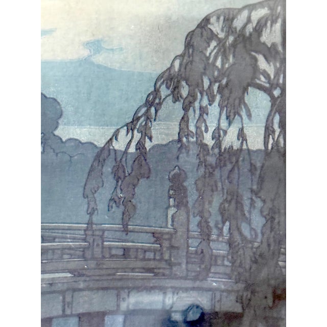 Framed Japanese Woodblock Print Yoshida Hiroshi Hirakawa Bridge For Sale In Atlanta - Image 6 of 12