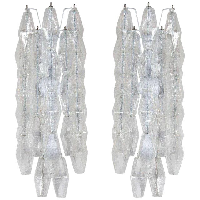 Handblown Murano Glass Translucent Polyhedral Sconces - a Pair For Sale