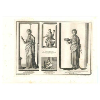 Nicola Billy, Ancient Roman Frescoes, Original Etching, 18th Century For Sale