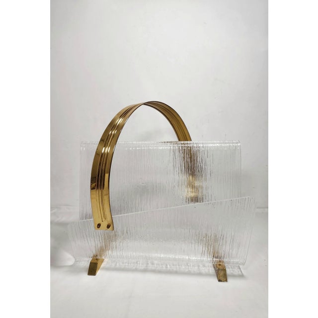 Methacrylate and Brass Magazine Rack, 1980s For Sale - Image 14 of 14
