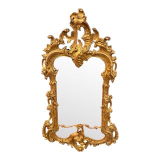 Vintage Italian Giltwood Rococo Style Wall Mirror- For Sale