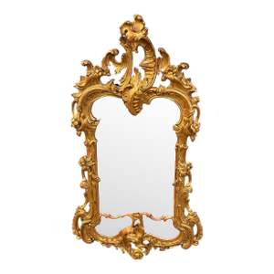 Vintage Italian Giltwood Rococo Style Wall Mirror-