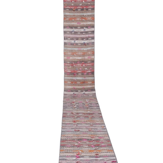 1960s Vintage Turkish Wool Kilim Runner 1'9'' X 23'1'' For Sale - Image 4 of 13