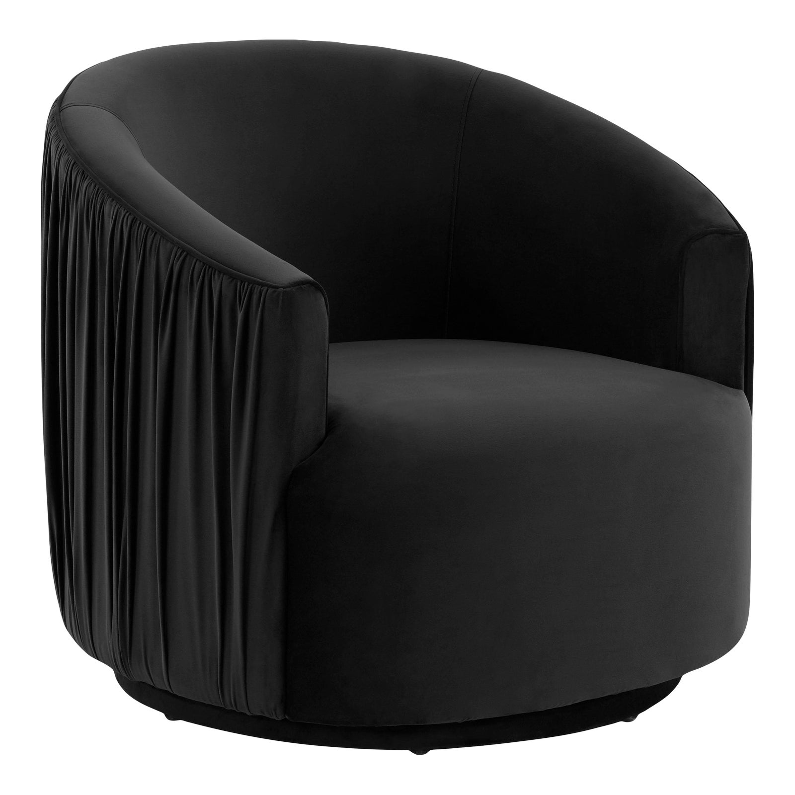 London Black Pleated Velvet Swivel Chair Chairish