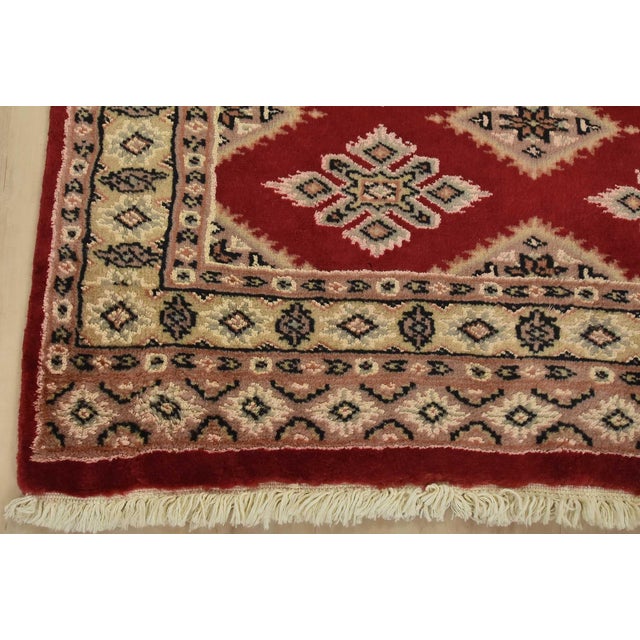 Red Bokhara Jaldar Rug 2’7” X 4’3” Red Wool Tribal Hand-Knotted Oriental Carpet For Sale - Image 8 of 11