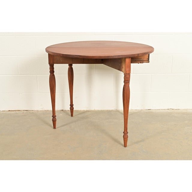 Baker Furniture Style Antique Federal Flame Mahogany Flip Top Demilune Console Game Table, Circa 1920s For Sale - Image 12 of 14