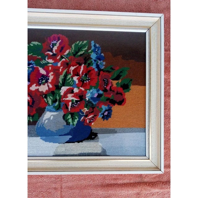 1970s Framed Floral Tapestry in Fabric, 1970s For Sale - Image 5 of 9