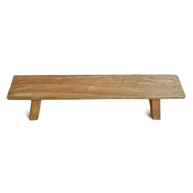 Farmhouse Low Argo Simple Teak Bench For Sale - Image 3 of 7
