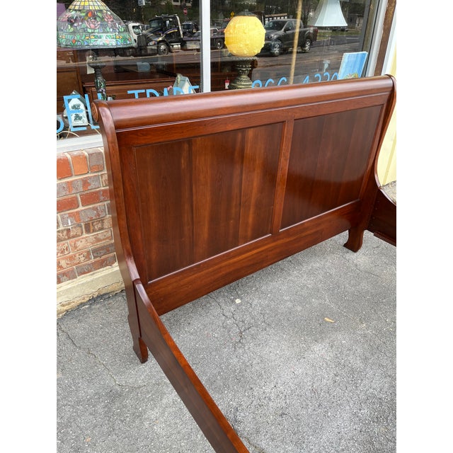 Vintage Pennsylvania House Solid Cherry Queen Sleigh Bed For Sale - Image 6 of 14