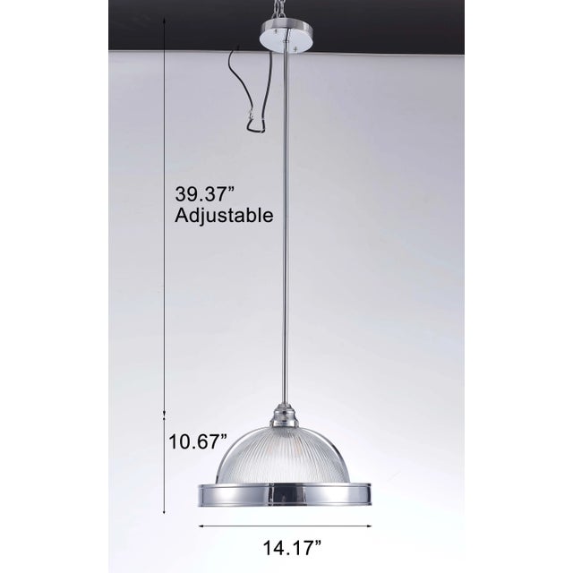 Pasargad Home Natalie Rounded Glass & Polished Chrome Pendant For Sale - Image 4 of 5