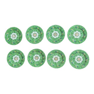 Vintage Chinese Export Famille Verte Cabbage & Butterfly Plates - Set of 8 For Sale
