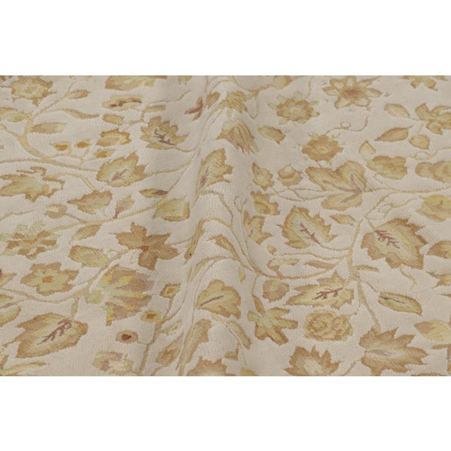 Textile Rug & Kilim’s Tudor Style Rug in White With Beige-Brown Floral Patterns For Sale - Image 7 of 8