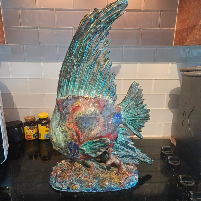 Mid-Century Modern 1950s Italian Mid Century Angel Fish Ceramic Sculpture by E Pattarino For Sale - Image 3 of 11