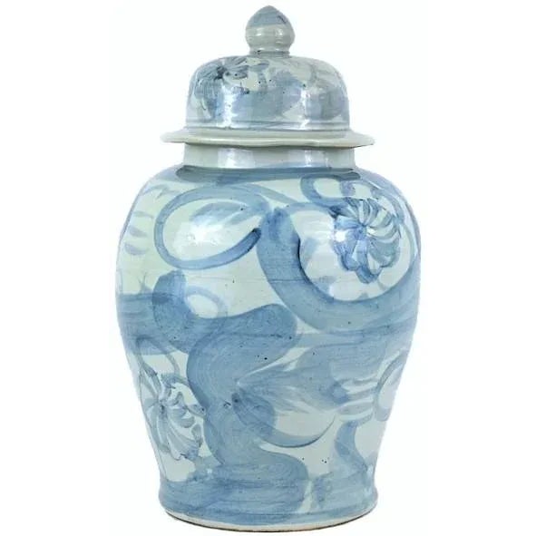 Large Chinoiserie Blue and White Abstract Lotus Ginger Jar For Sale In Houston - Image 6 of 12